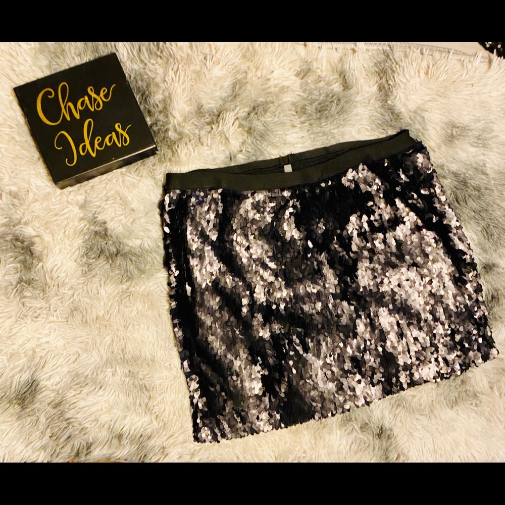 Charlotte Russe Black Sequin Mini Skirt